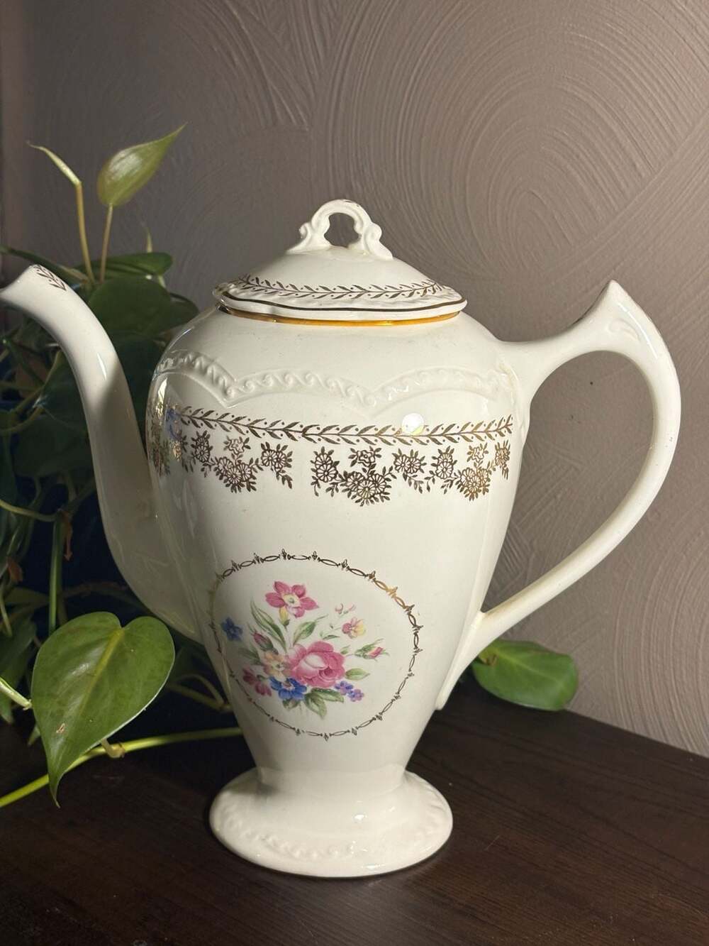 Vintage Stetson STT1 American Beauty Floral Coffee Pot with 22K Gold Trim